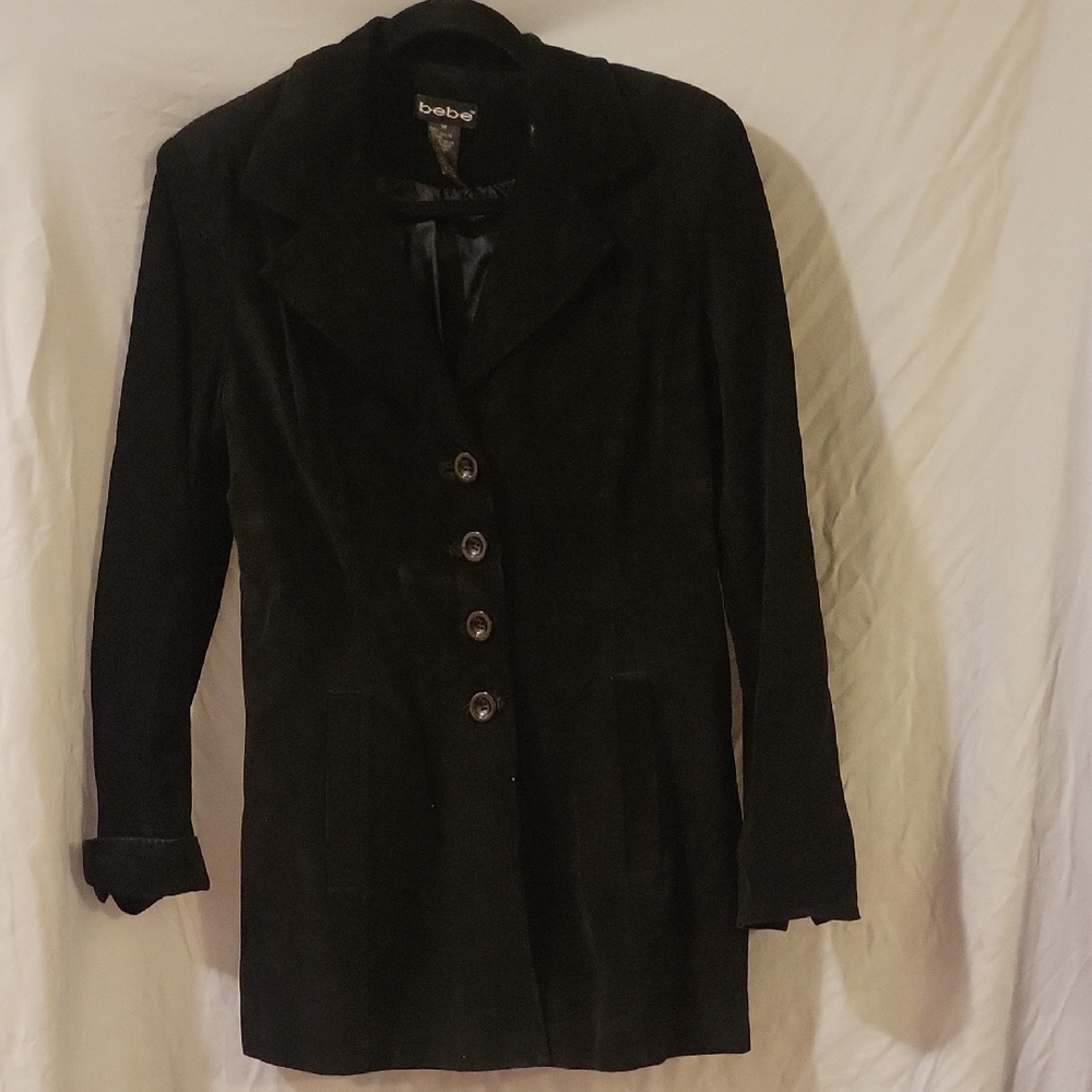 bebe Black Tailored Button-Front Blazer Coat